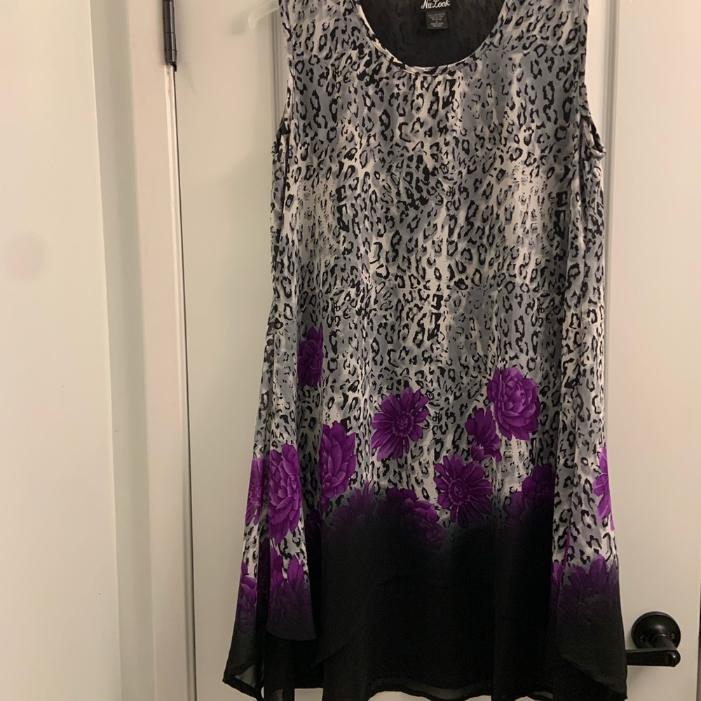 Purple and Black Sleeveless High Low Sundress